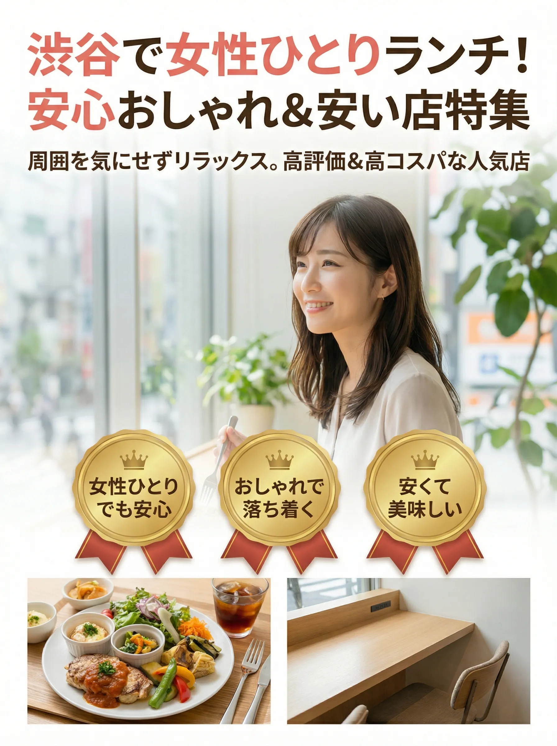 渋谷でひとりランチを楽しむおしゃれな女性のイメージ