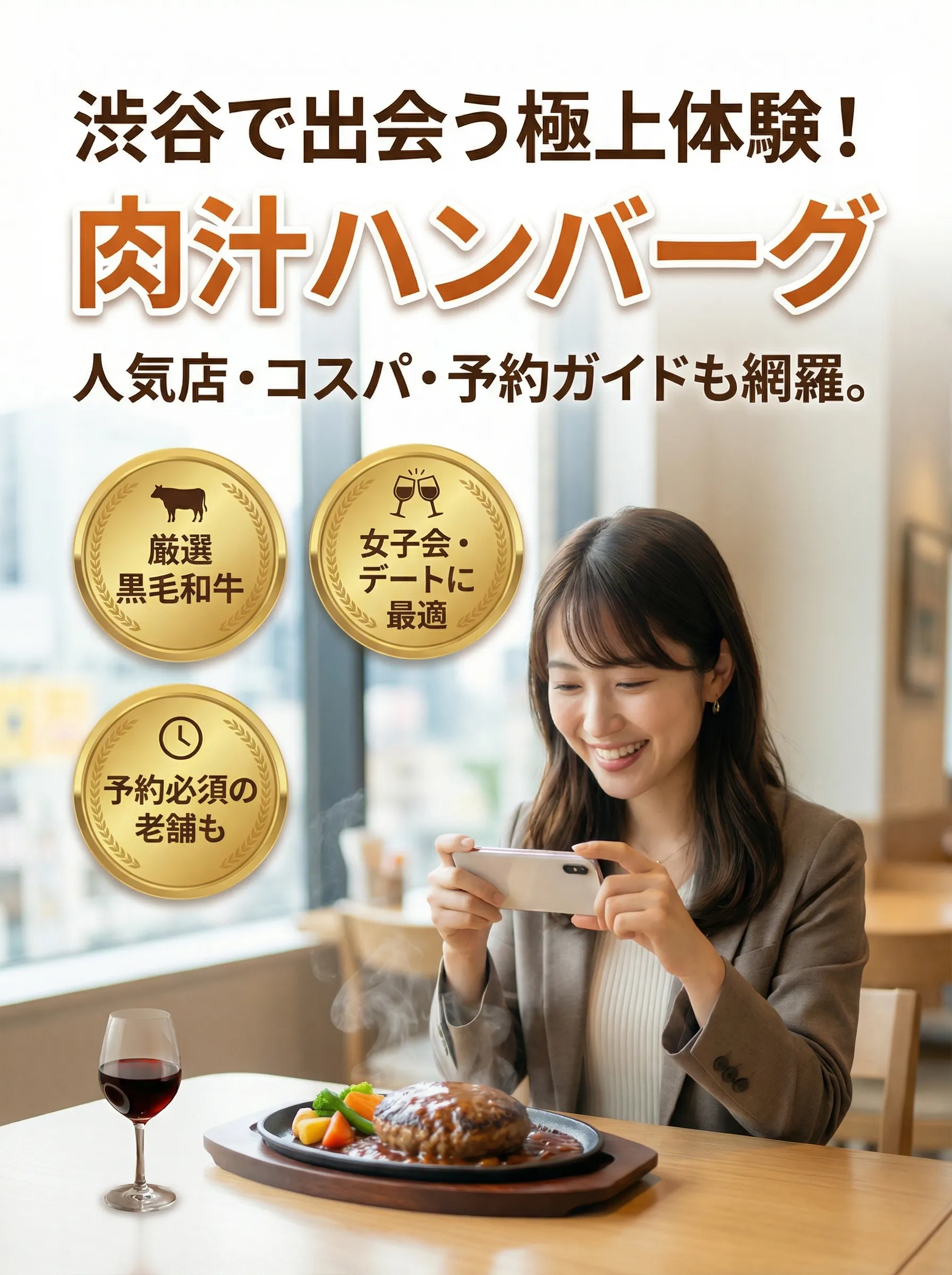 渋谷で極上ハンバーグ＆ステーキを楽しめる人気店のメニューや盛り付けイメージ